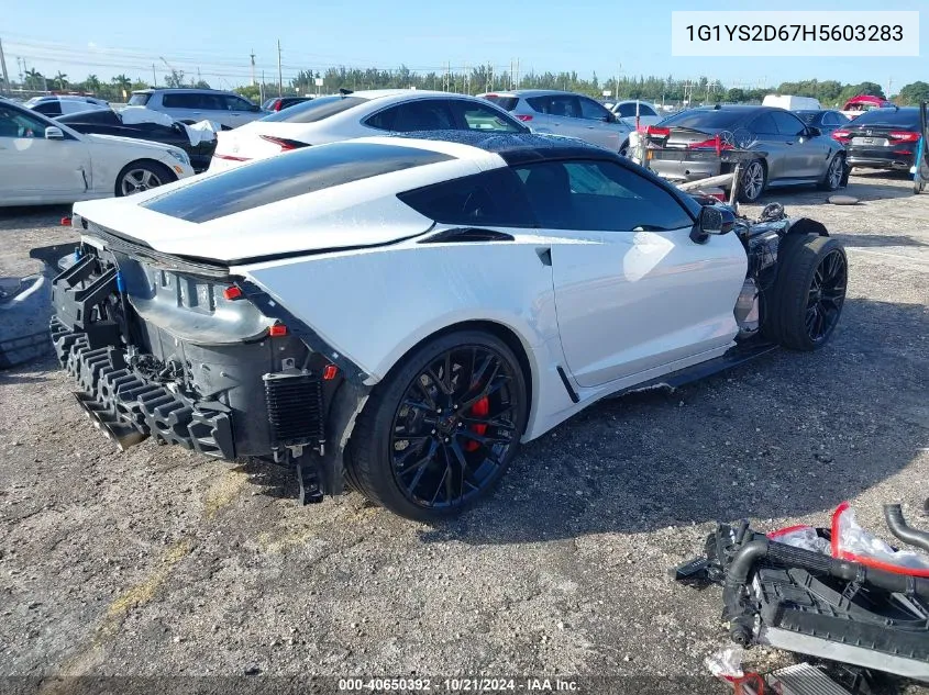 2017 Chevrolet Corvette Z06 2Lz VIN: 1G1YS2D67H5603283 Lot: 40650392