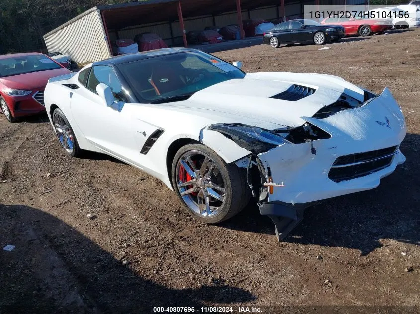 2017 Chevrolet Corvette Stingray Z51 VIN: 1G1YH2D74H5104156 Lot: 40807695