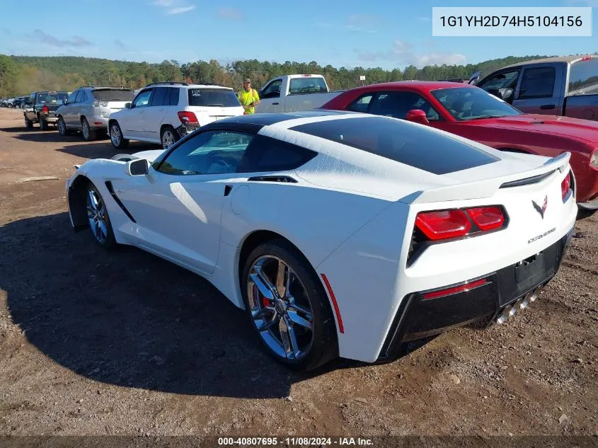 2017 Chevrolet Corvette Stingray Z51 VIN: 1G1YH2D74H5104156 Lot: 40807695