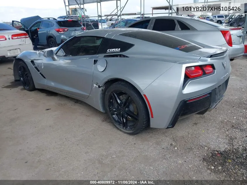 2017 Chevrolet Corvette Stingray VIN: 1G1YB2D7XH5105426 Lot: 40809972