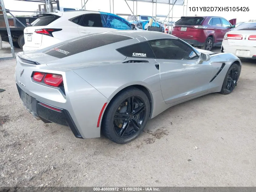 2017 Chevrolet Corvette Stingray VIN: 1G1YB2D7XH5105426 Lot: 40809972