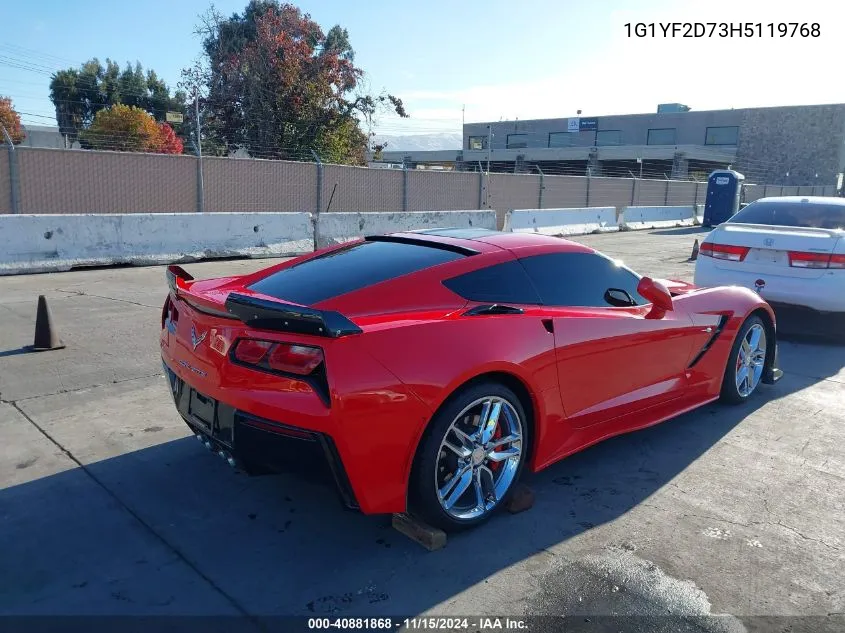 2017 Chevrolet Corvette Stingray VIN: 1G1YF2D73H5119768 Lot: 40881868