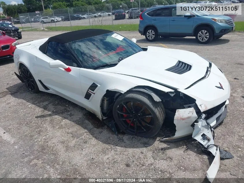 2019 Chevrolet Corvette Grand Sport VIN: 1G1YY3D72K5115105 Lot: 40321596