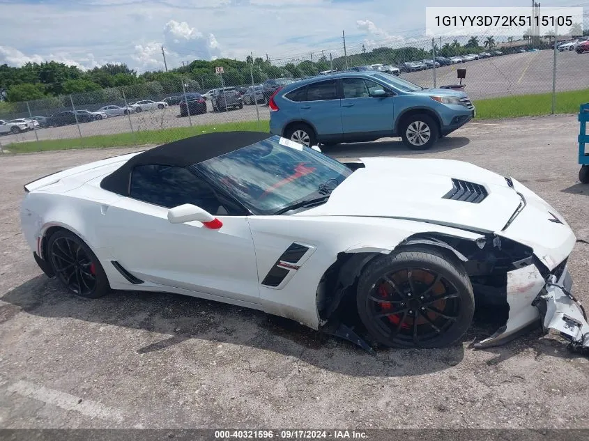 2019 Chevrolet Corvette Grand Sport VIN: 1G1YY3D72K5115105 Lot: 40321596