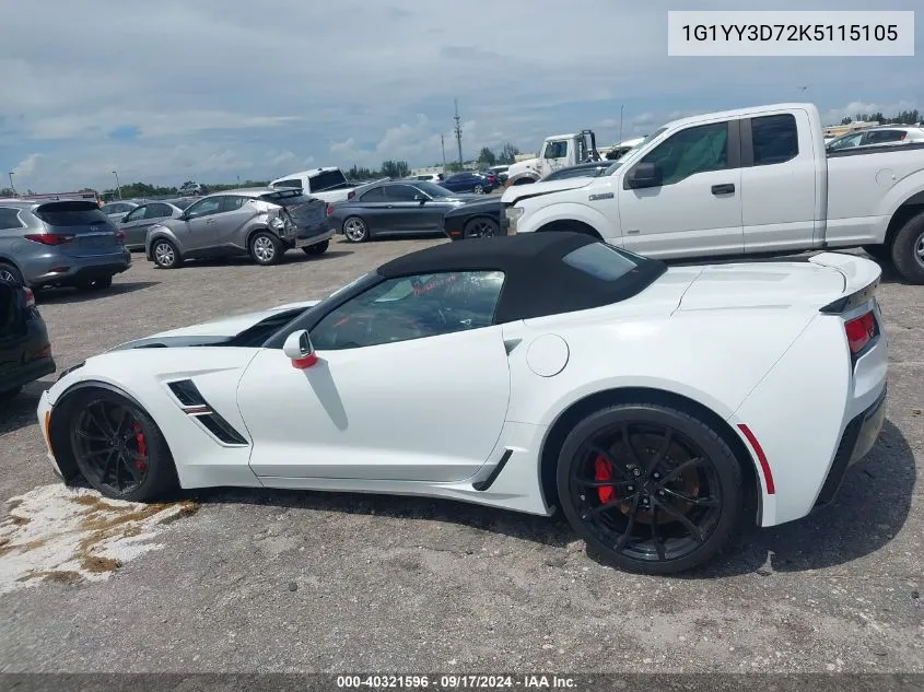 2019 Chevrolet Corvette Grand Sport VIN: 1G1YY3D72K5115105 Lot: 40321596