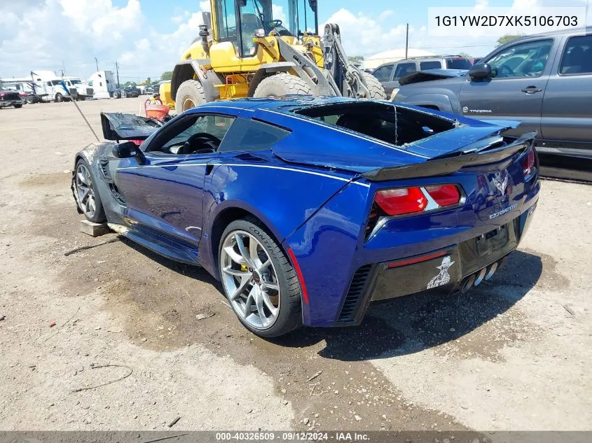 1G1YW2D7XK5106703 2019 Chevrolet Corvette Grand Sport