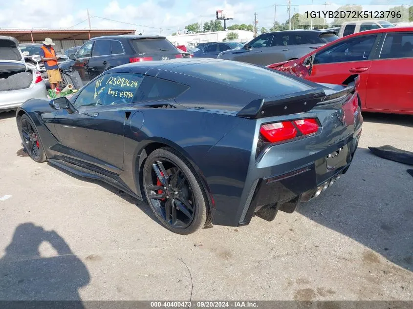 2019 Chevrolet Corvette Stingray VIN: 1G1YB2D72K5123796 Lot: 40400473