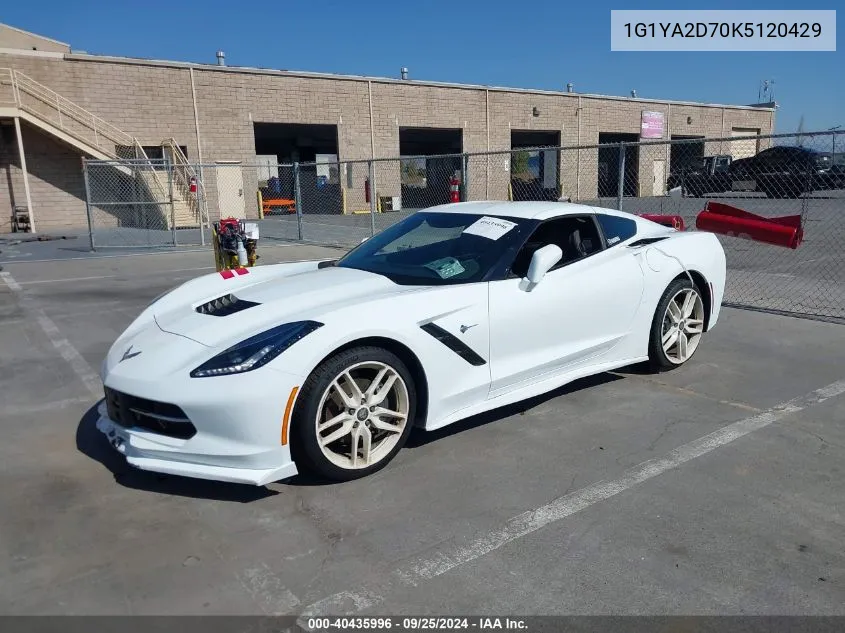 2019 Chevrolet Corvette Stingray VIN: 1G1YA2D70K5120429 Lot: 40435996