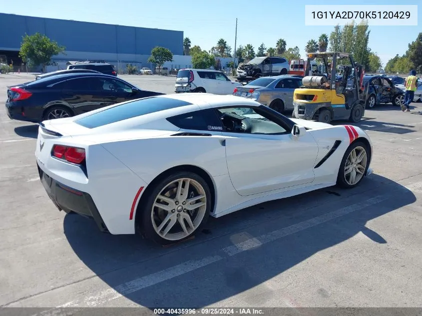 2019 Chevrolet Corvette Stingray VIN: 1G1YA2D70K5120429 Lot: 40435996