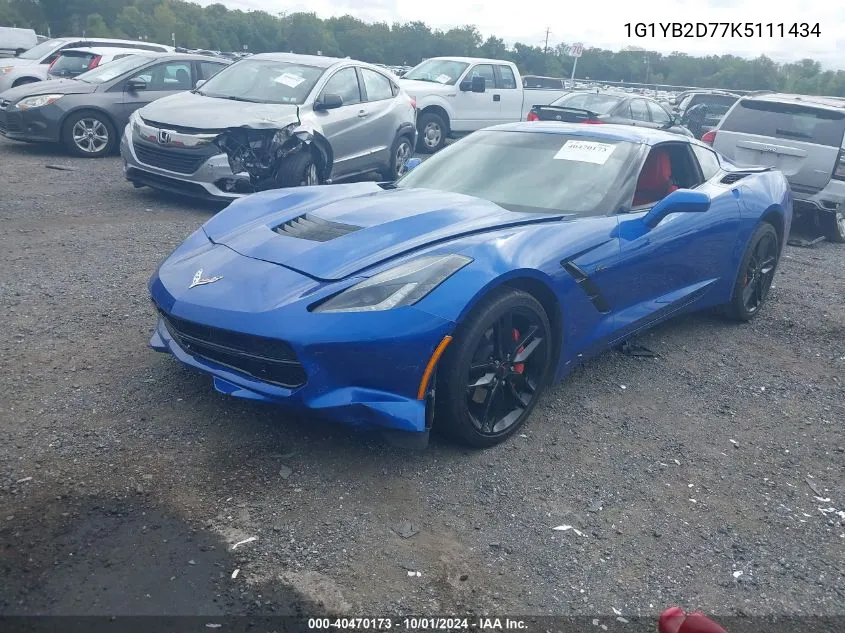 2019 Chevrolet Corvette Stingray VIN: 1G1YB2D77K5111434 Lot: 40470173