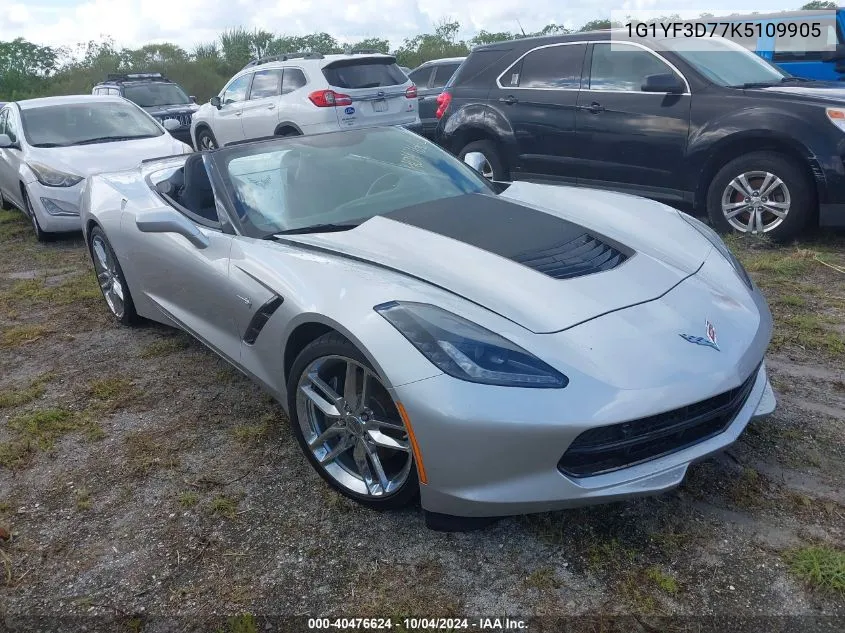 2019 Chevrolet Corvette Stingray VIN: 1G1YF3D77K5109905 Lot: 40476624