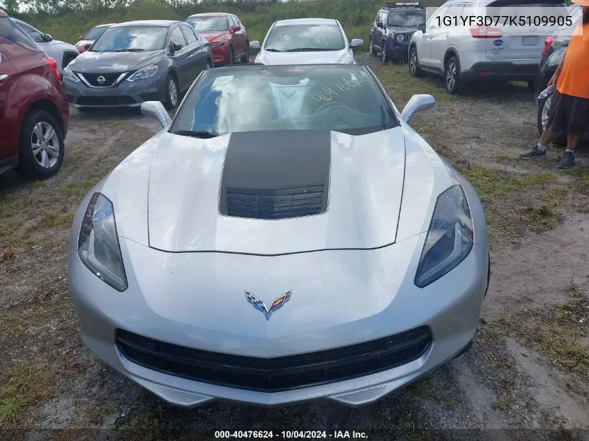 2019 Chevrolet Corvette Stingray VIN: 1G1YF3D77K5109905 Lot: 40476624