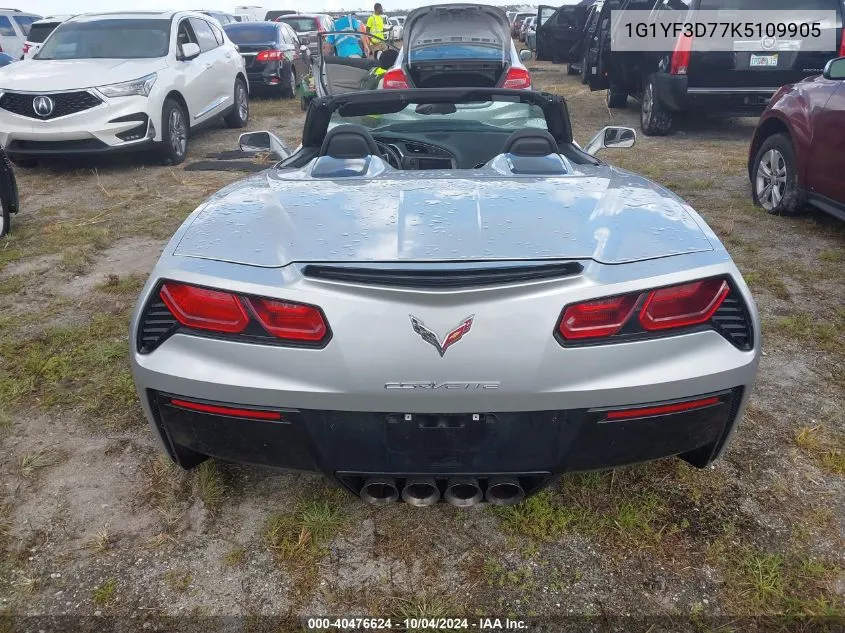 2019 Chevrolet Corvette Stingray VIN: 1G1YF3D77K5109905 Lot: 40476624