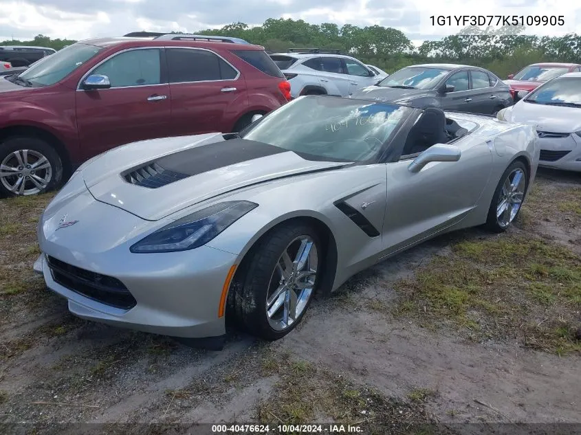 2019 Chevrolet Corvette Stingray VIN: 1G1YF3D77K5109905 Lot: 40476624