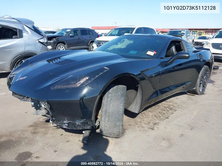 2019 Chevrolet Corvette Stingray Z51 VIN: 1G1YG2D73K5112128 Lot: 40592772