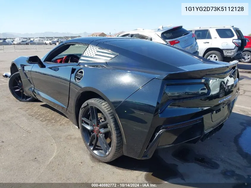 2019 Chevrolet Corvette Stingray Z51 VIN: 1G1YG2D73K5112128 Lot: 40592772