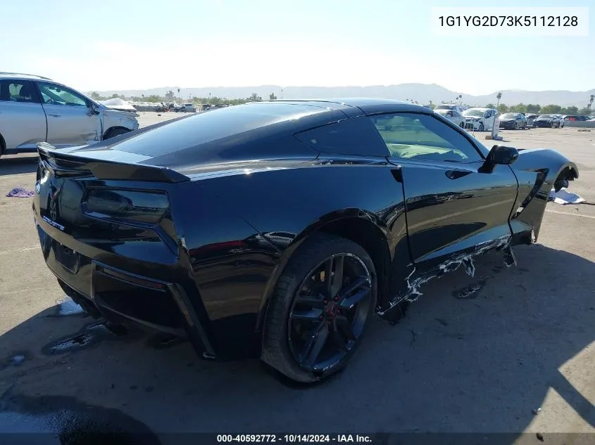 2019 Chevrolet Corvette Stingray Z51 VIN: 1G1YG2D73K5112128 Lot: 40592772