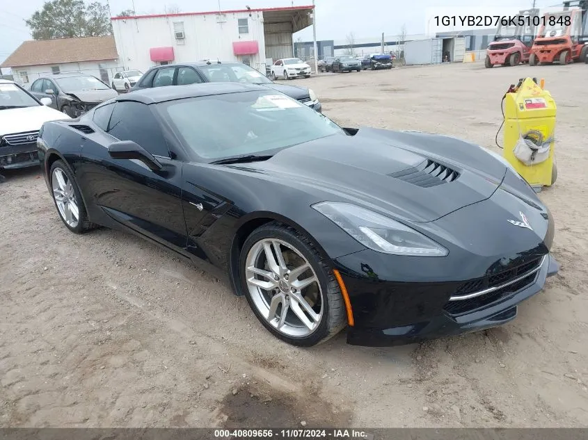 2019 Chevrolet Corvette Stingray VIN: 1G1YB2D76K5101848 Lot: 40809656