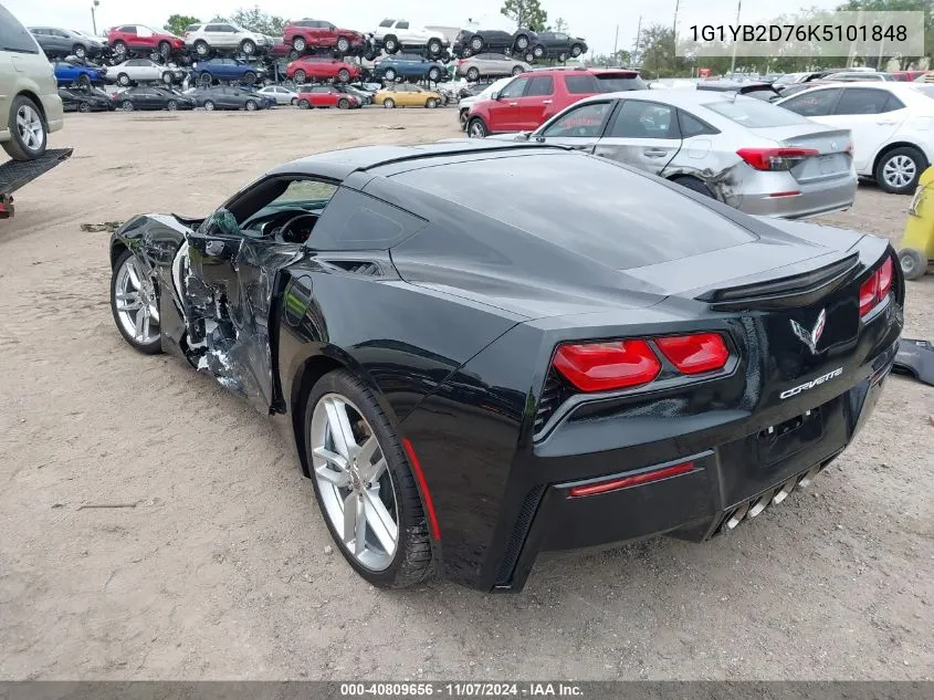 2019 Chevrolet Corvette Stingray VIN: 1G1YB2D76K5101848 Lot: 40809656