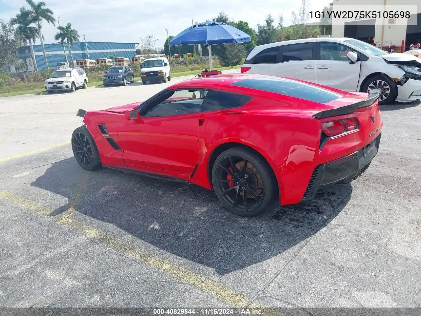 1G1YW2D75K5105698 2019 Chevrolet Corvette Grand Sport