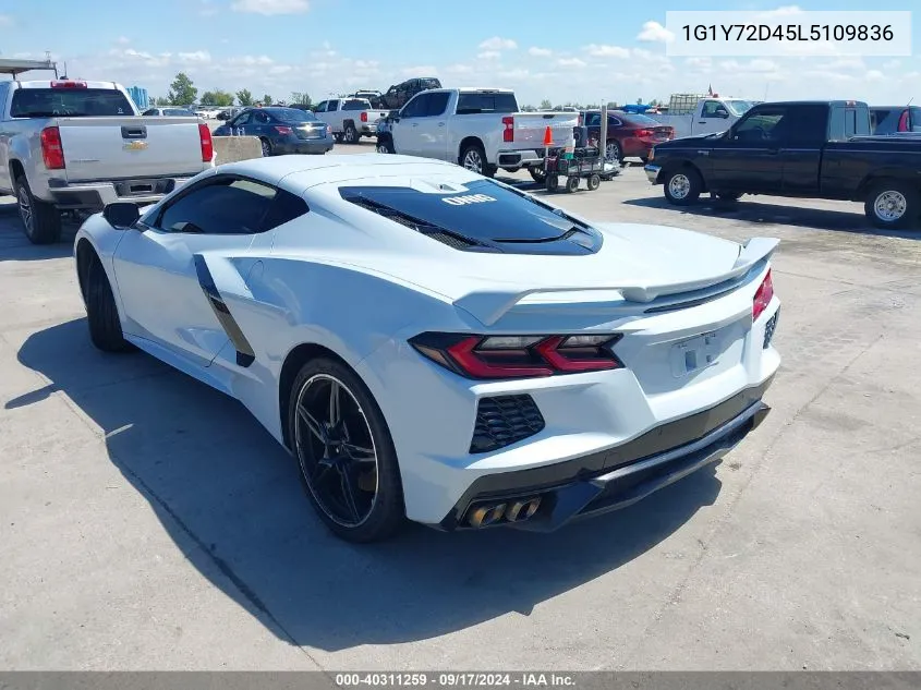 2020 Chevrolet Corvette Stingray Rwd 2Lt VIN: 1G1Y72D45L5109836 Lot: 40311259