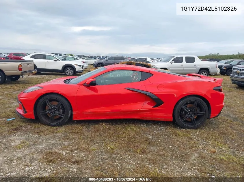 2020 Chevrolet Corvette Stingray Rwd 2Lt VIN: 1G1Y72D42L5102326 Lot: 40489283