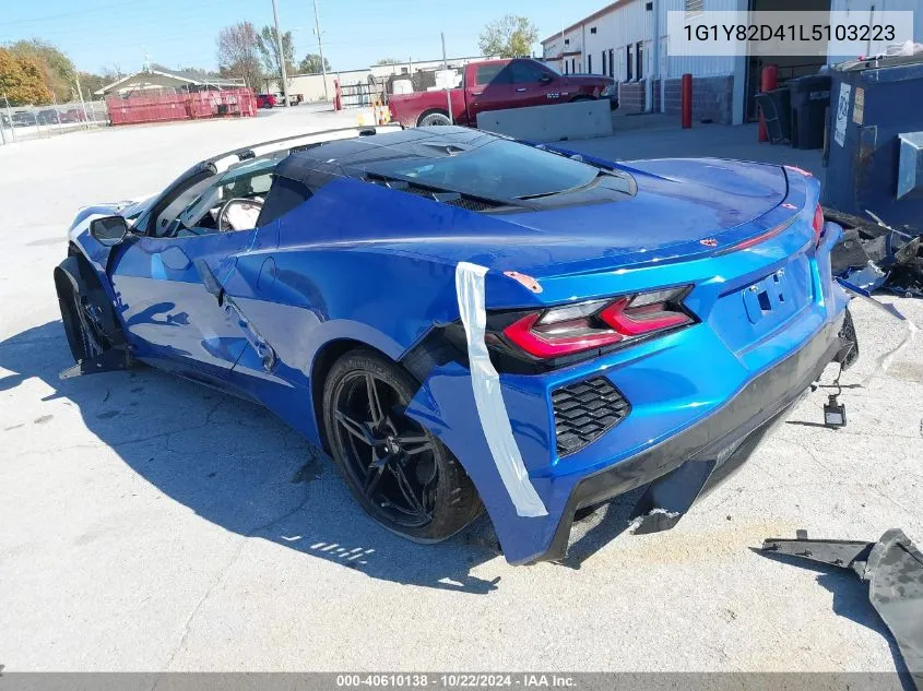 2020 Chevrolet Corvette Stingray Rwd 3Lt VIN: 1G1Y82D41L5103223 Lot: 40610138