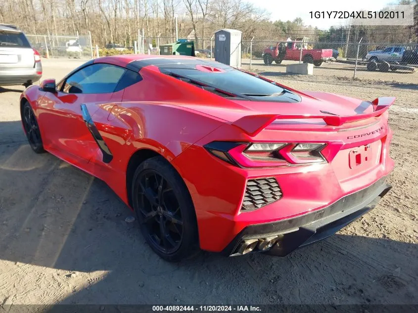 2020 Chevrolet Corvette Stingray Rwd 2Lt VIN: 1G1Y72D4XL5102011 Lot: 40892444