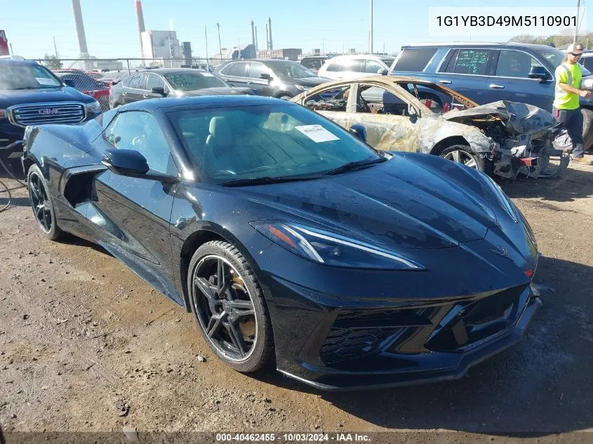 2021 Chevrolet Corvette Stingray Rwd 2Lt VIN: 1G1YB3D49M5110901 Lot: 40462455