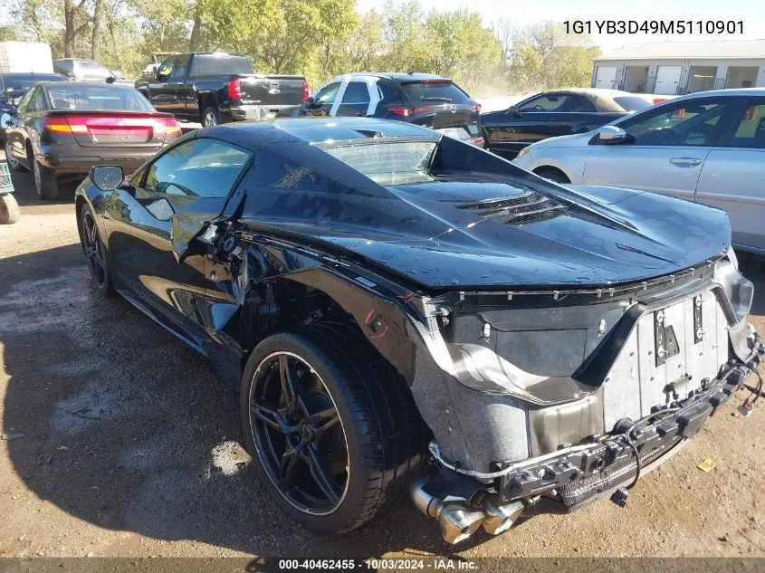 2021 Chevrolet Corvette Stingray Rwd 2Lt VIN: 1G1YB3D49M5110901 Lot: 40462455