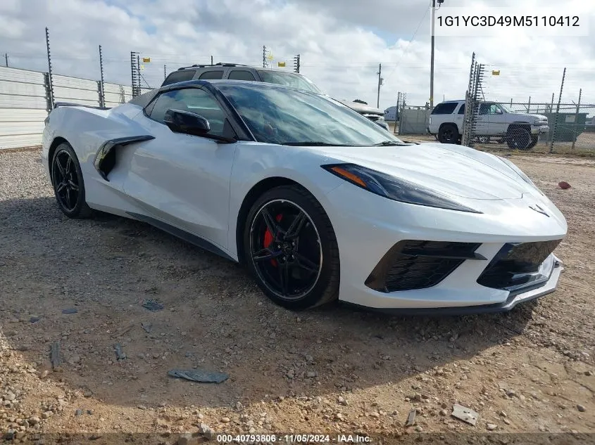 2021 Chevrolet Corvette Stingray Rwd 3Lt VIN: 1G1YC3D49M5110412 Lot: 40793806