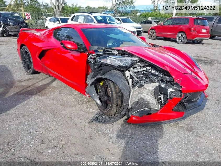 2021 Chevrolet Corvette Stingray Rwd 3Lt VIN: 1G1YC2D49M5124322 Lot: 40802107