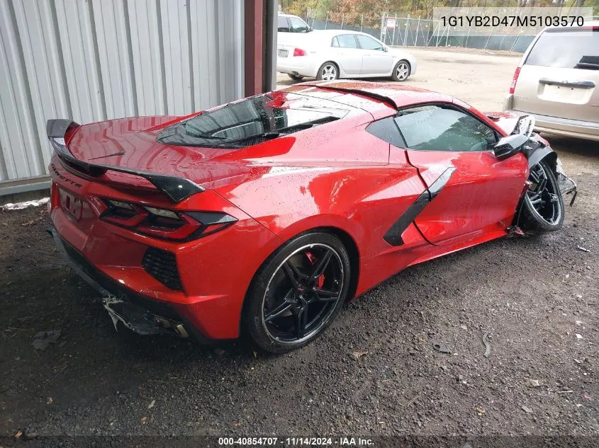 2021 Chevrolet Corvette Stingray Rwd 2Lt VIN: 1G1YB2D47M5103570 Lot: 40854707