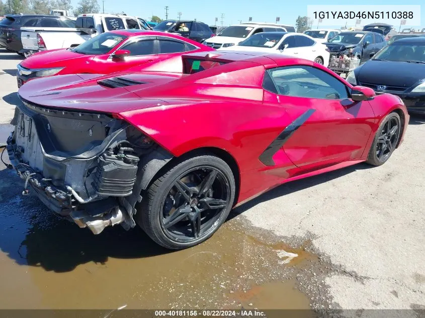 2022 Chevrolet Corvette Stingray Rwd 1Lt VIN: 1G1YA3D46N5110388 Lot: 40181155