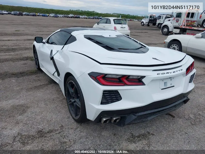 2022 Chevrolet Corvette Stingray Rwd 2Lt VIN: 1G1YB2D44N5117170 Lot: 40492202