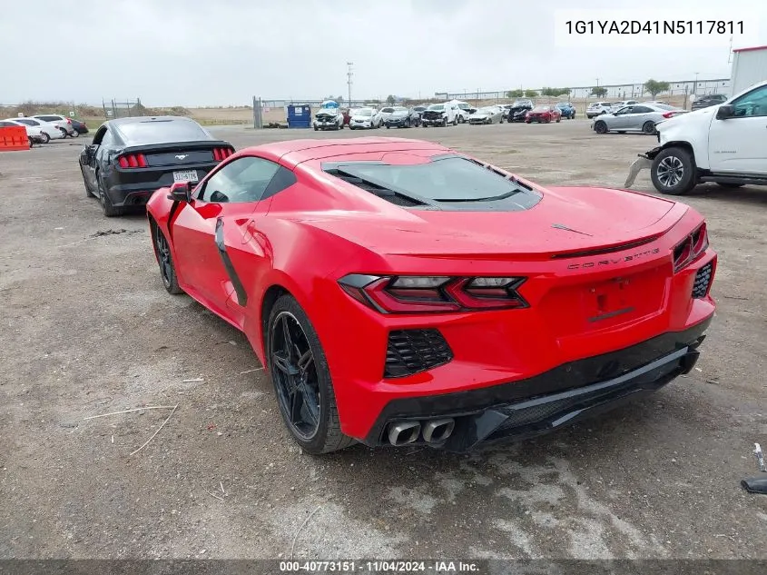 2022 Chevrolet Corvette Rwd 1Lt VIN: 1G1YA2D41N5117811 Lot: 40773151