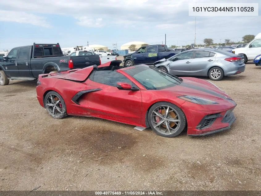 2022 Chevrolet Corvette Stingray Rwd 3Lt VIN: 1G1YC3D44N5110528 Lot: 40775469