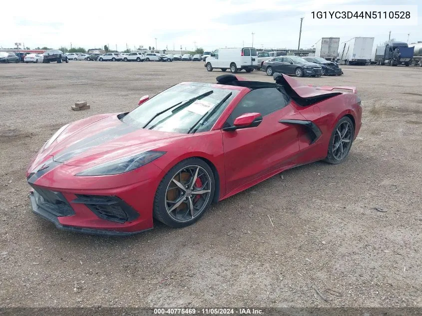 2022 Chevrolet Corvette Stingray Rwd 3Lt VIN: 1G1YC3D44N5110528 Lot: 40775469