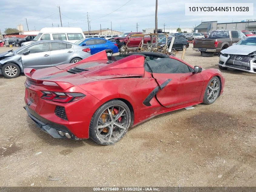 2022 Chevrolet Corvette Stingray Rwd 3Lt VIN: 1G1YC3D44N5110528 Lot: 40775469