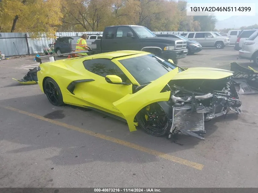 2022 Chevrolet Corvette Stingray Rwd 1Lt VIN: 1G1YA2D46N5114399 Lot: 40873216