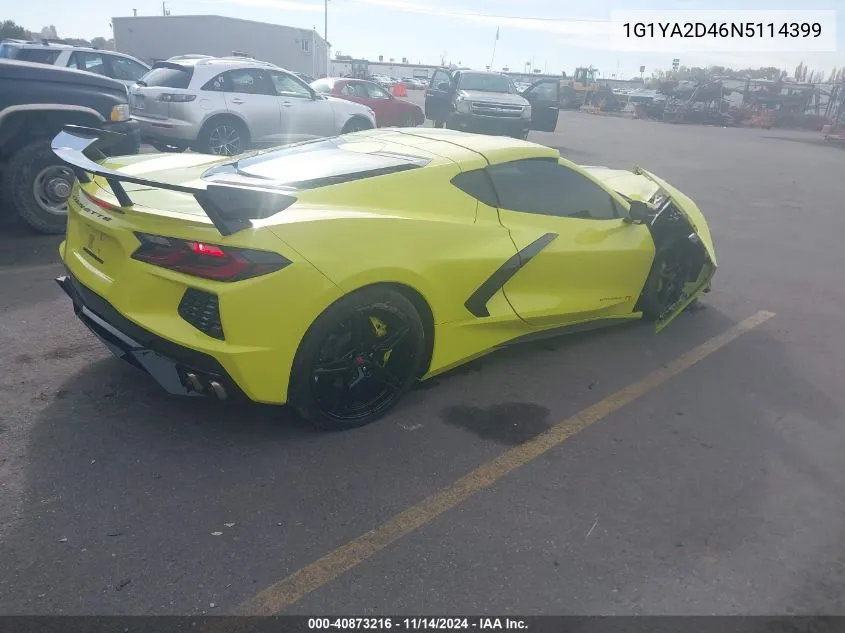 2022 Chevrolet Corvette Stingray Rwd 1Lt VIN: 1G1YA2D46N5114399 Lot: 40873216