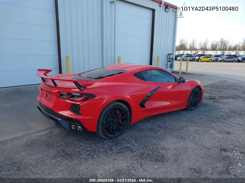 2023 Chevrolet Corvette Stingray Rwd 1Lt VIN: 1G1YA2D43P5100480 Lot: 38855359