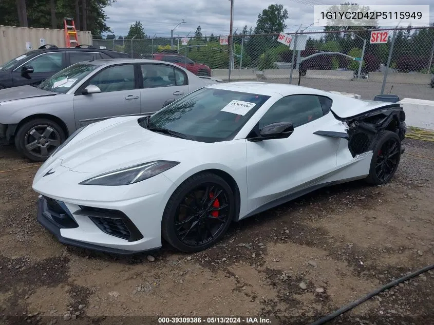 2023 Chevrolet Corvette Stingray Rwd 3Lt VIN: 1G1YC2D42P5115949 Lot: 39309386