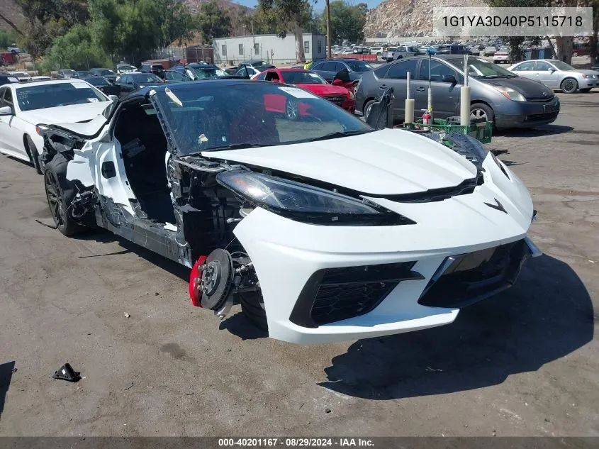 2023 Chevrolet Corvette Stingray Rwd 1Lt VIN: 1G1YA3D40P5115718 Lot: 40201167