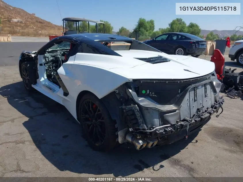 2023 Chevrolet Corvette Stingray Rwd 1Lt VIN: 1G1YA3D40P5115718 Lot: 40201167