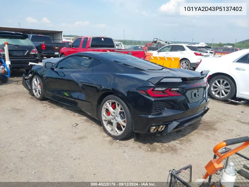 2023 Chevrolet Corvette Stingray Rwd 1Lt VIN: 1G1YA2D43P5137402 Lot: 40225176