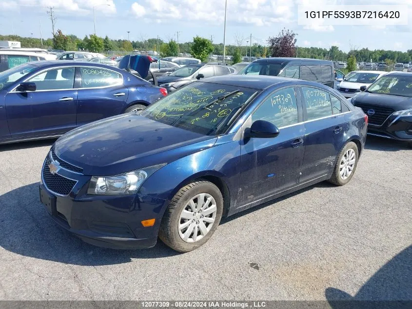 2011 Chevrolet Cruze VIN: 1G1PF5S93B7216420 Lot: 12077309