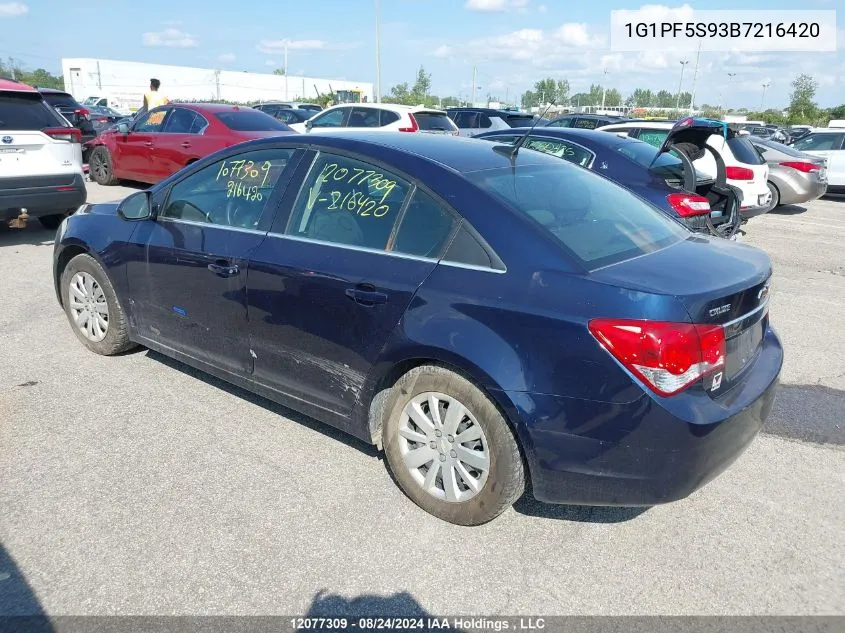 1G1PF5S93B7216420 2011 Chevrolet Cruze