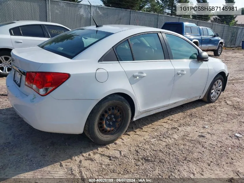 2011 Chevrolet Cruze Ls VIN: 1G1PC5SH5B7145981 Lot: 40020189