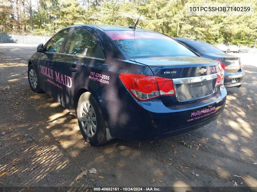 2011 Chevrolet Cruze Ls VIN: 1G1PC5SH3B7140259 Lot: 40682161